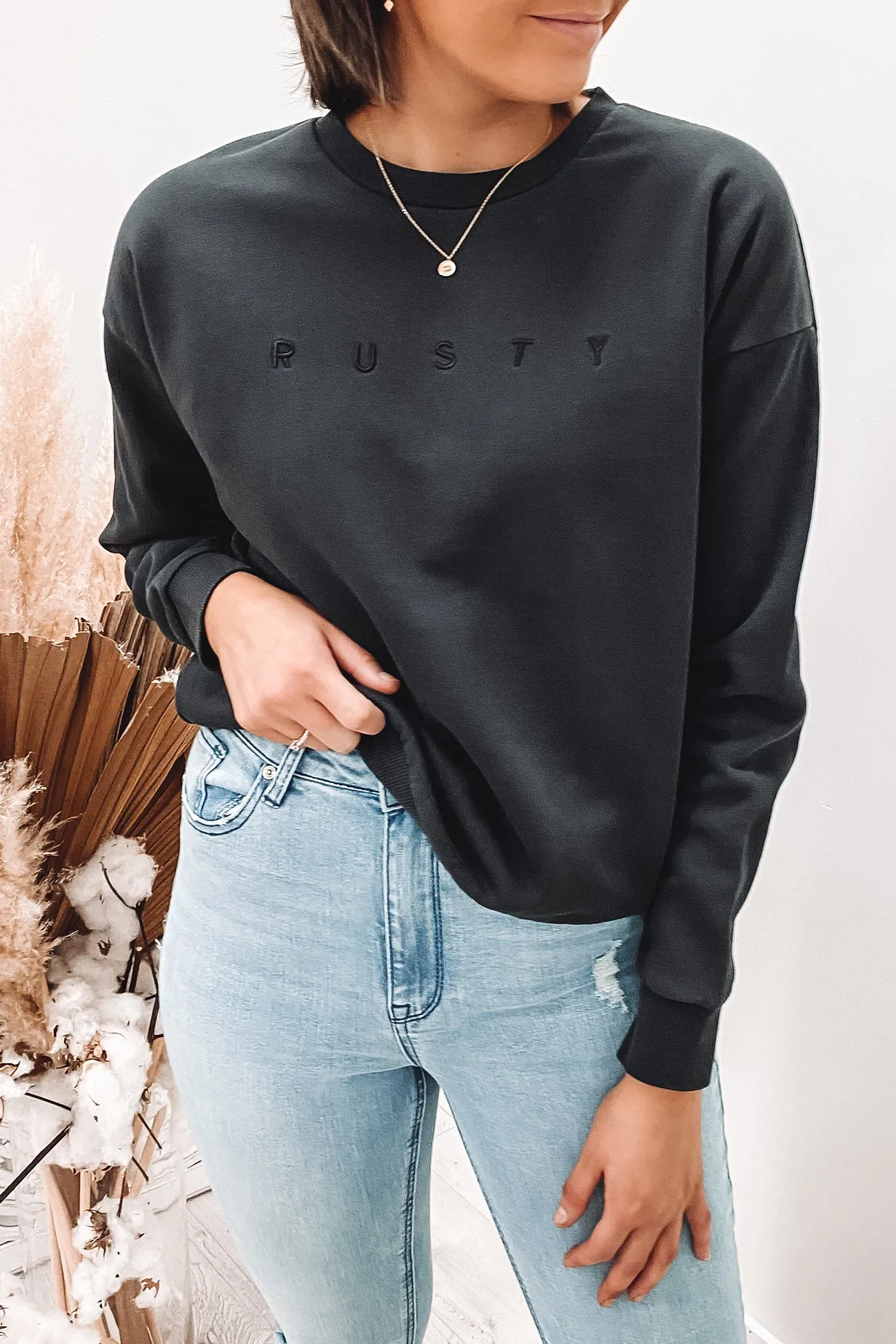 Essentials Ember Crew Neck Fleece Black