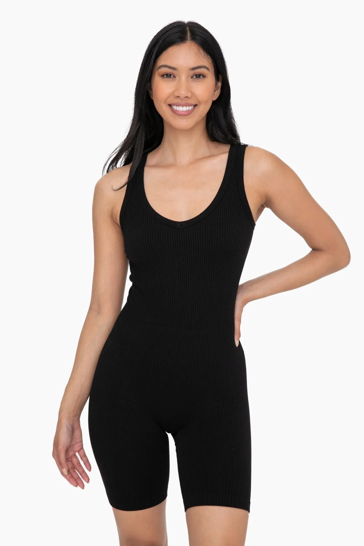 Everyday Ease Black Ribbed Romper