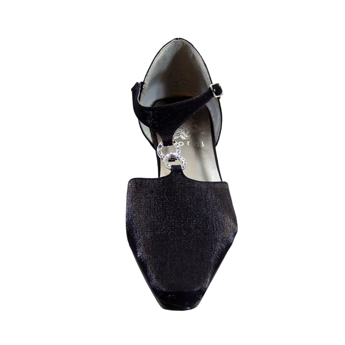 FLORAL Maribel Women's Wide Width Rhinestone Accent T-Strap Heels
