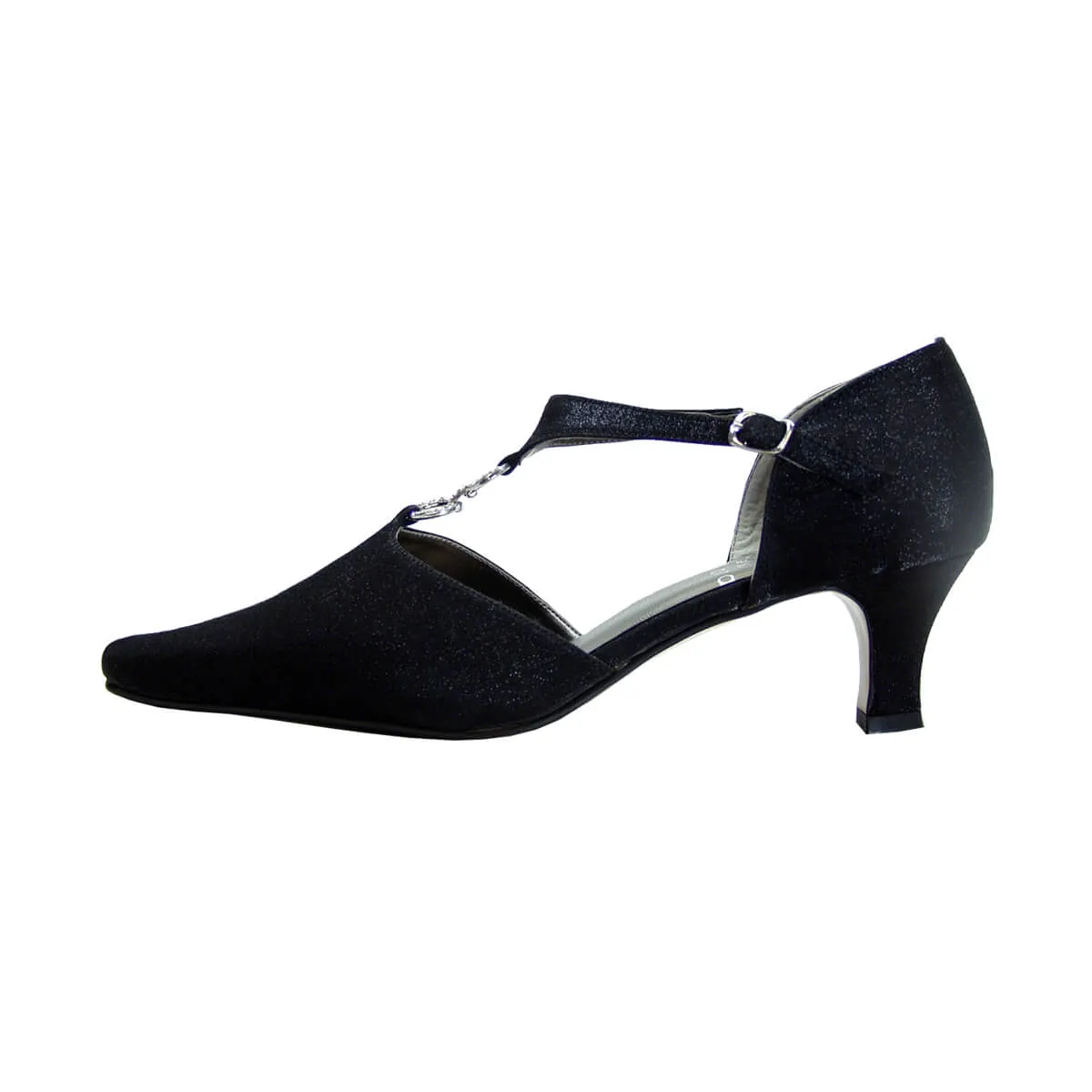 FLORAL Maribel Women's Wide Width Rhinestone Accent T-Strap Heels