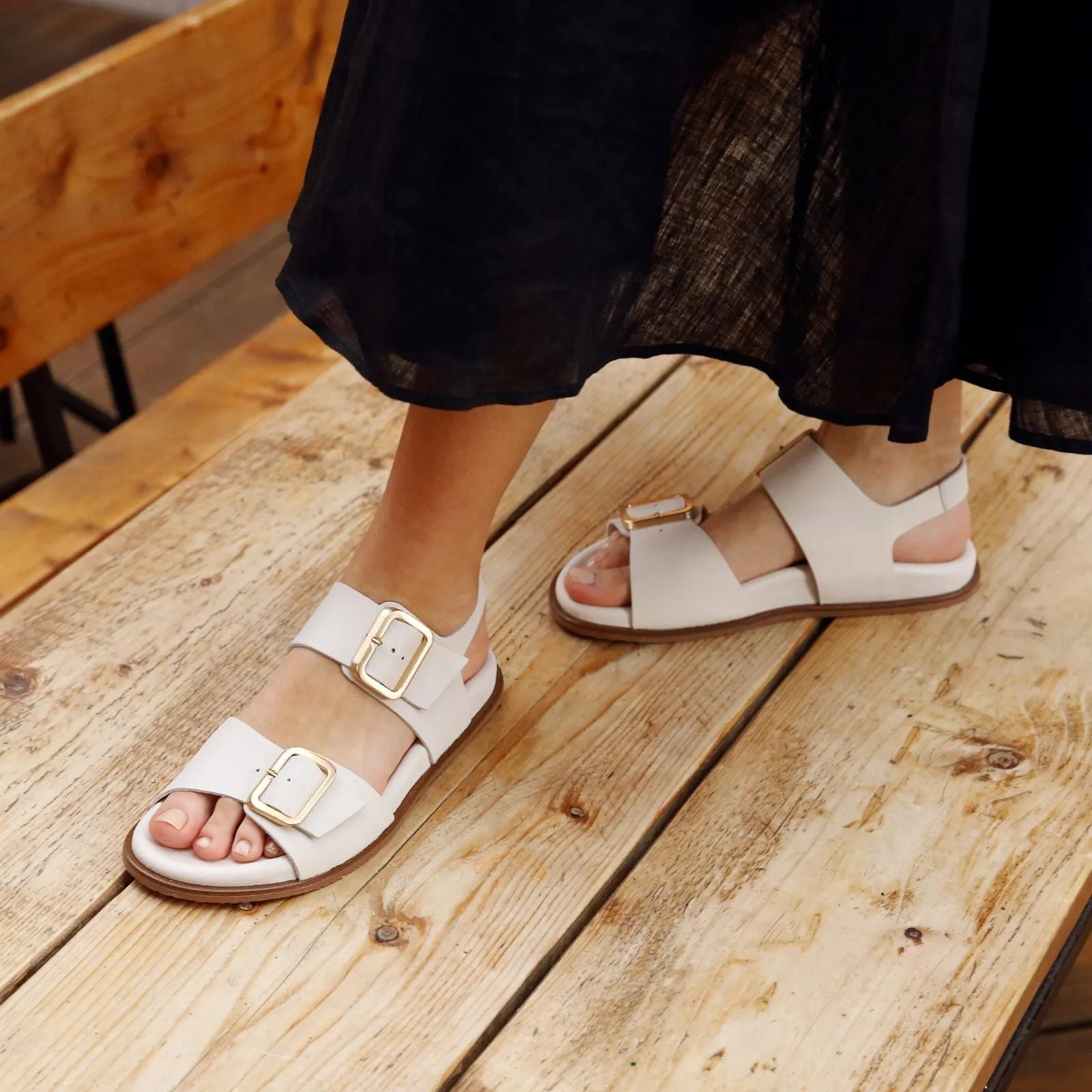 Gala: Ivory Two Bar Back Strap Sandals