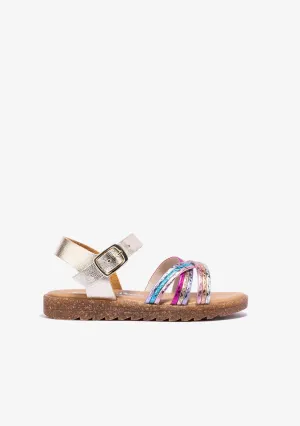 Girl's Platinum Multicolour Sandals