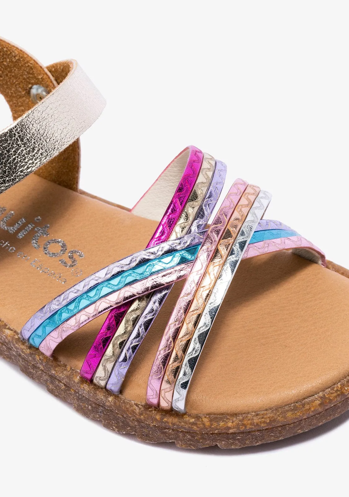 Girl's Platinum Multicolour Sandals