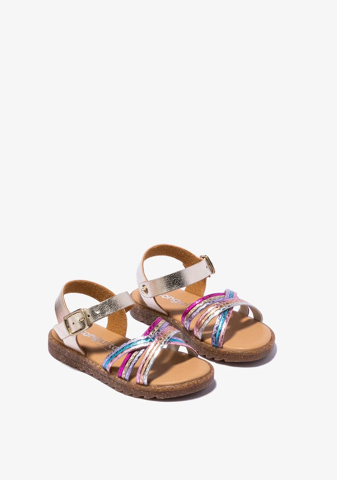 Girl's Platinum Multicolour Sandals