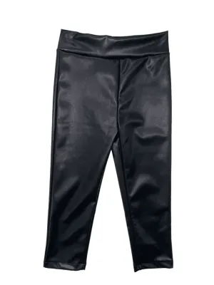 GIRLS VEGAN LEATHER BLACK LEGGINGS