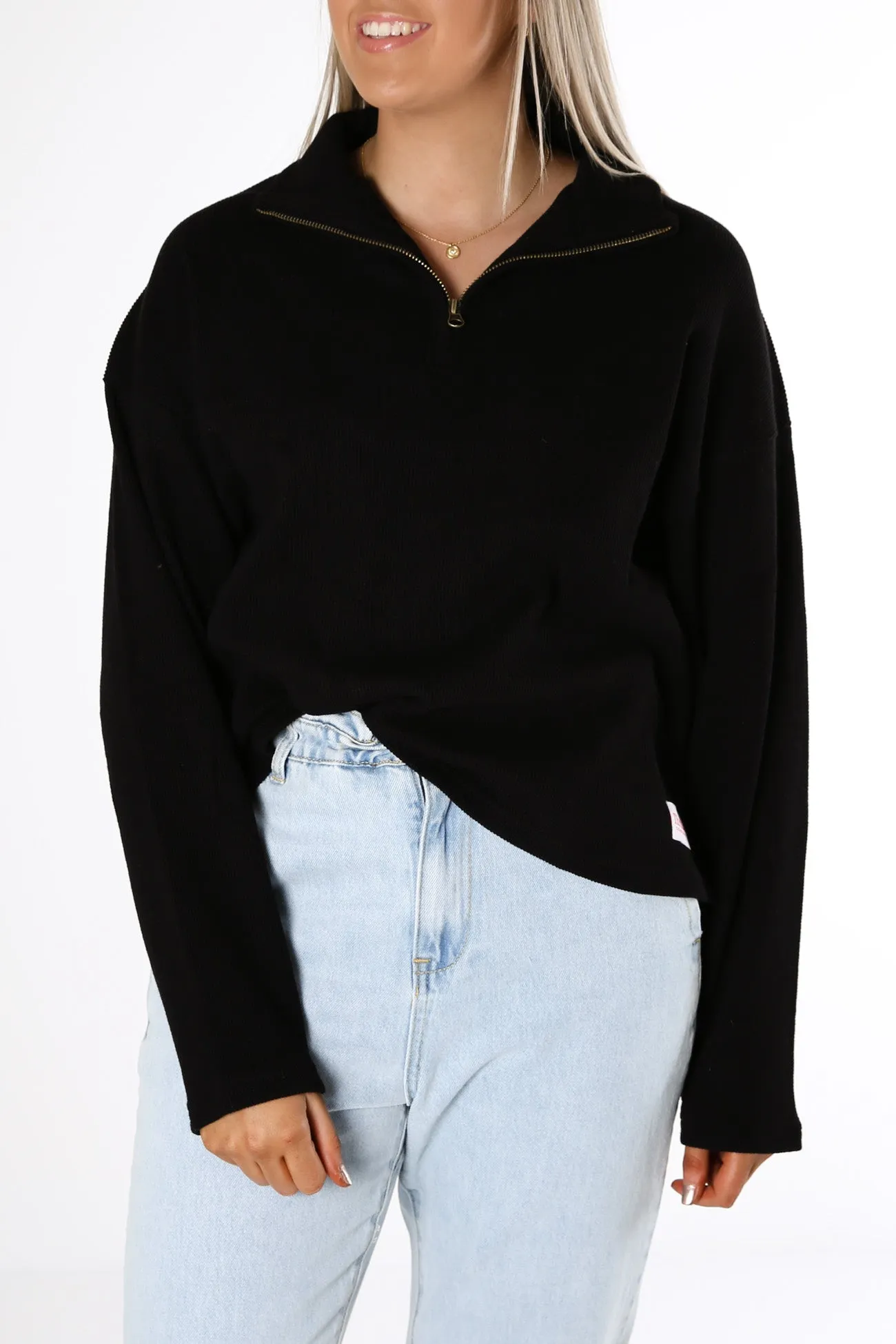 Hiatus 3/4 Zip Pullover Black