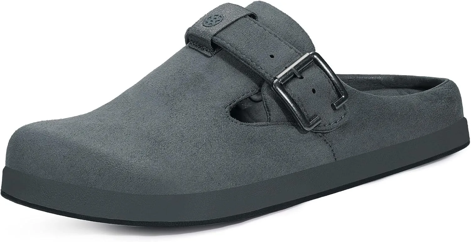 Intini Womens Mens Suede Clogs Leather Mules Slip on Sandals Potato Shoes House Slippers with Arch Support