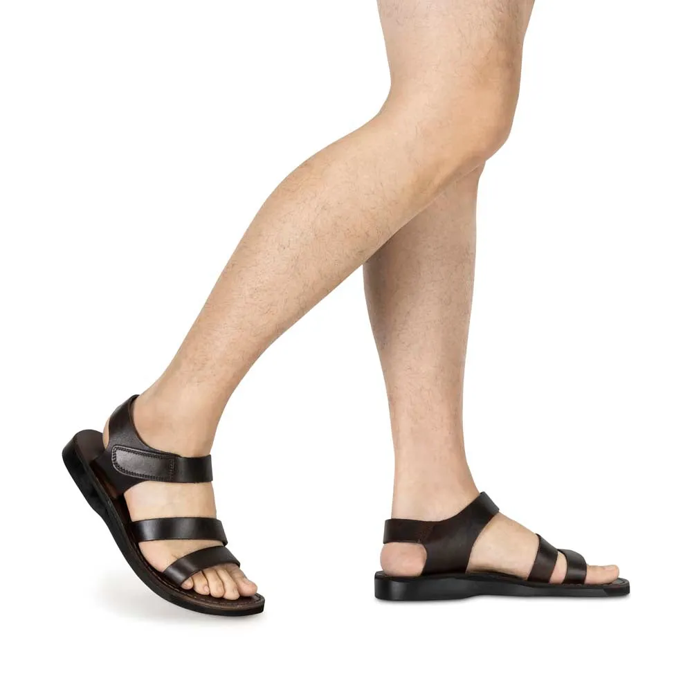 Jared - Leather Velcro Strap Sandal | Brown
