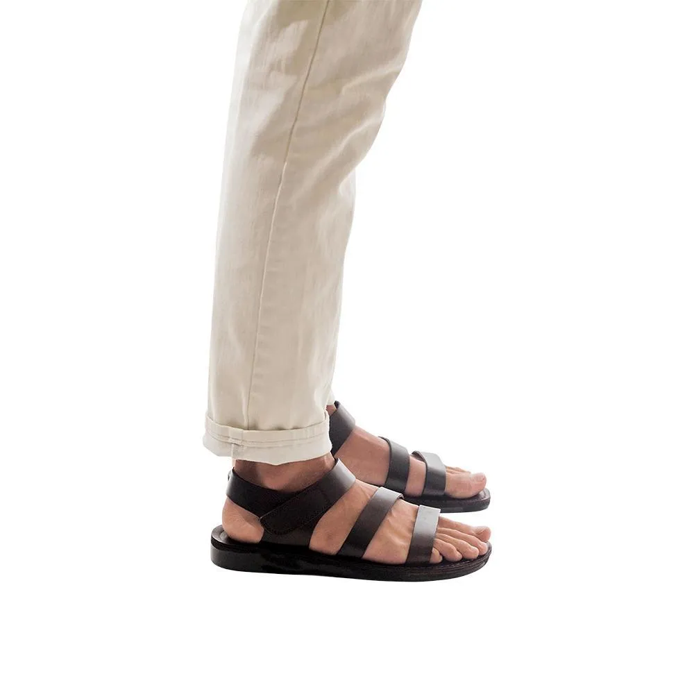 Jared - Leather Velcro Strap Sandal | Brown