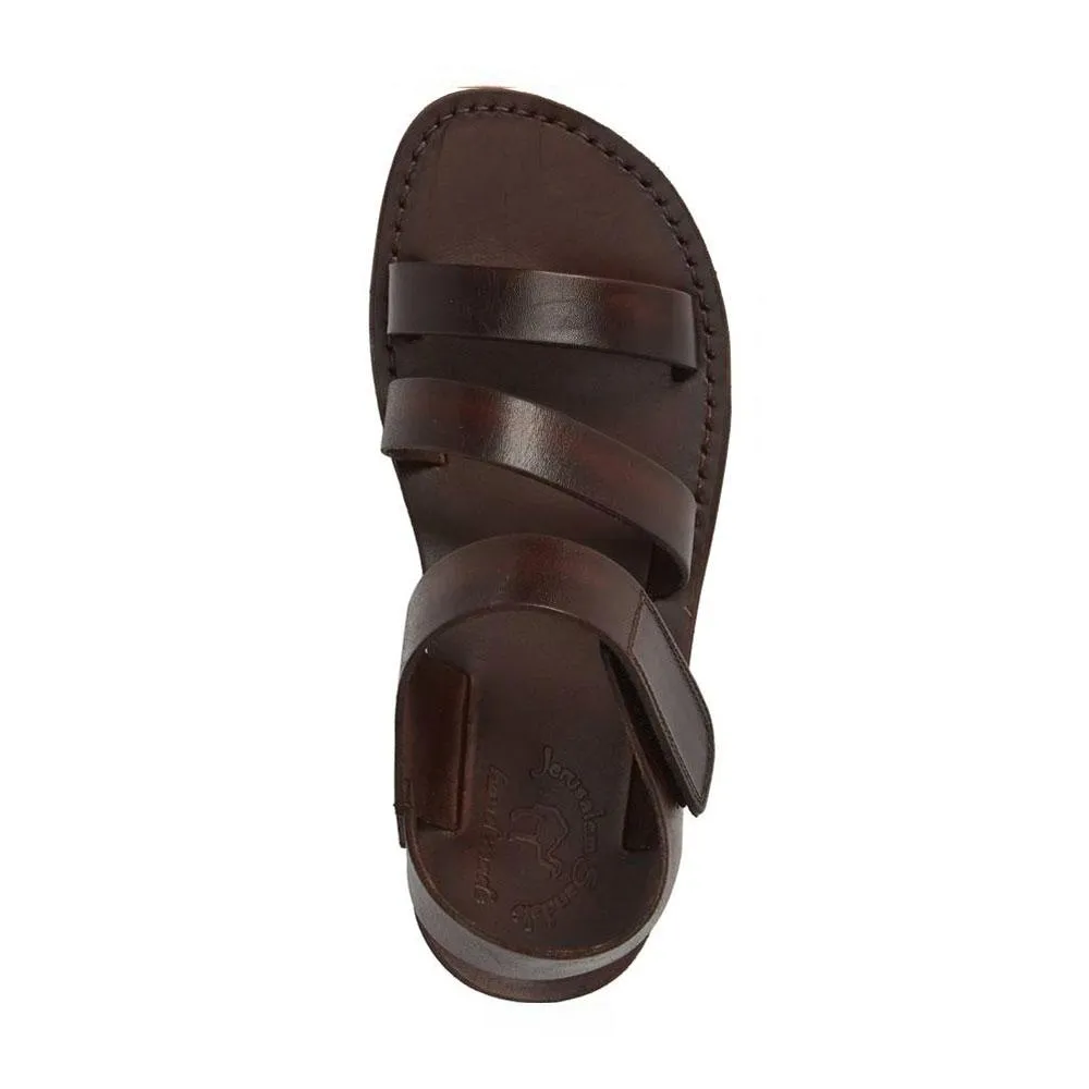 Jared - Leather Velcro Strap Sandal | Brown