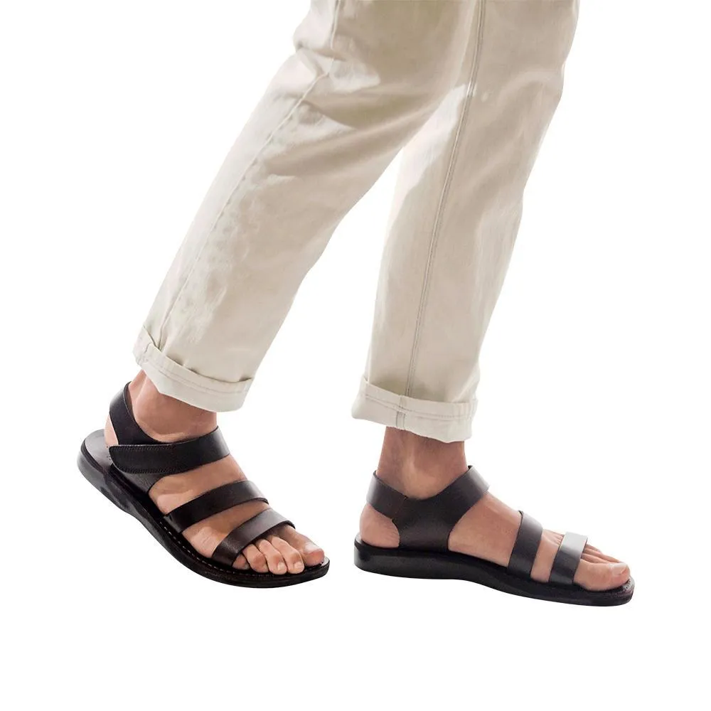 Jared - Leather Velcro Strap Sandal | Brown