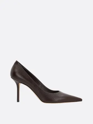 Love Lizard Print Leather Slingbacks