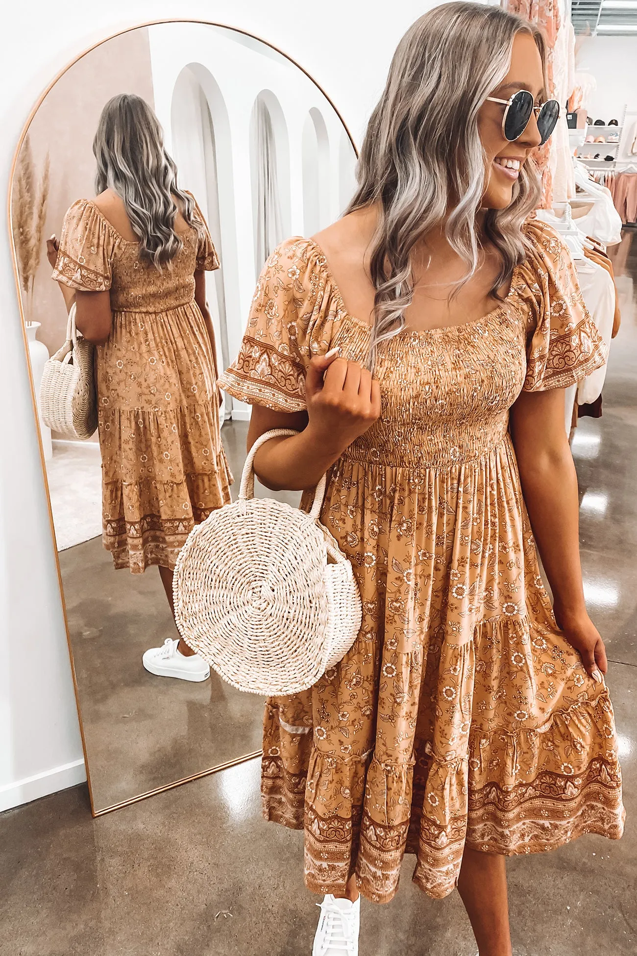 Luca Midi Dress Tan