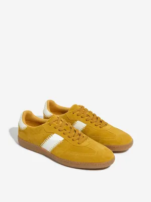 LUNA BLU Yellow Genuine Leather Cross Stitched Sneakers