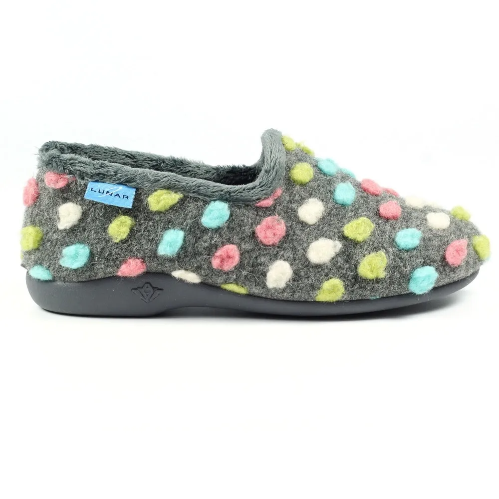 Lunar Helix KLA125 Ladies Grey Textile Slip On Slippers