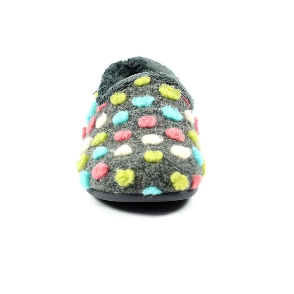 Lunar Helix KLA125 Ladies Grey Textile Slip On Slippers