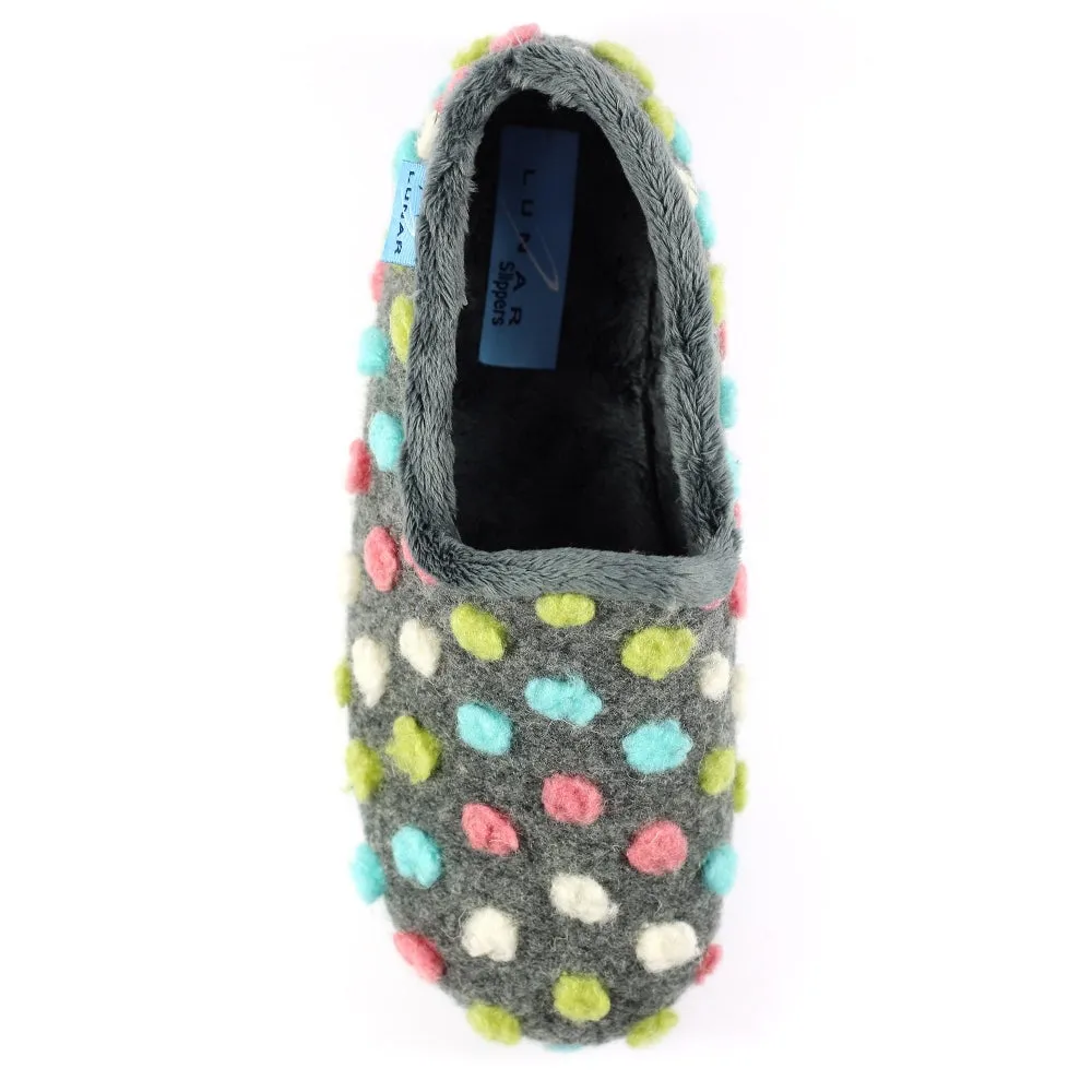 Lunar Helix KLA125 Ladies Grey Textile Slip On Slippers