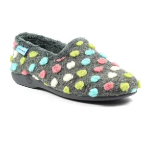 Lunar Helix KLA125 Ladies Grey Textile Slip On Slippers