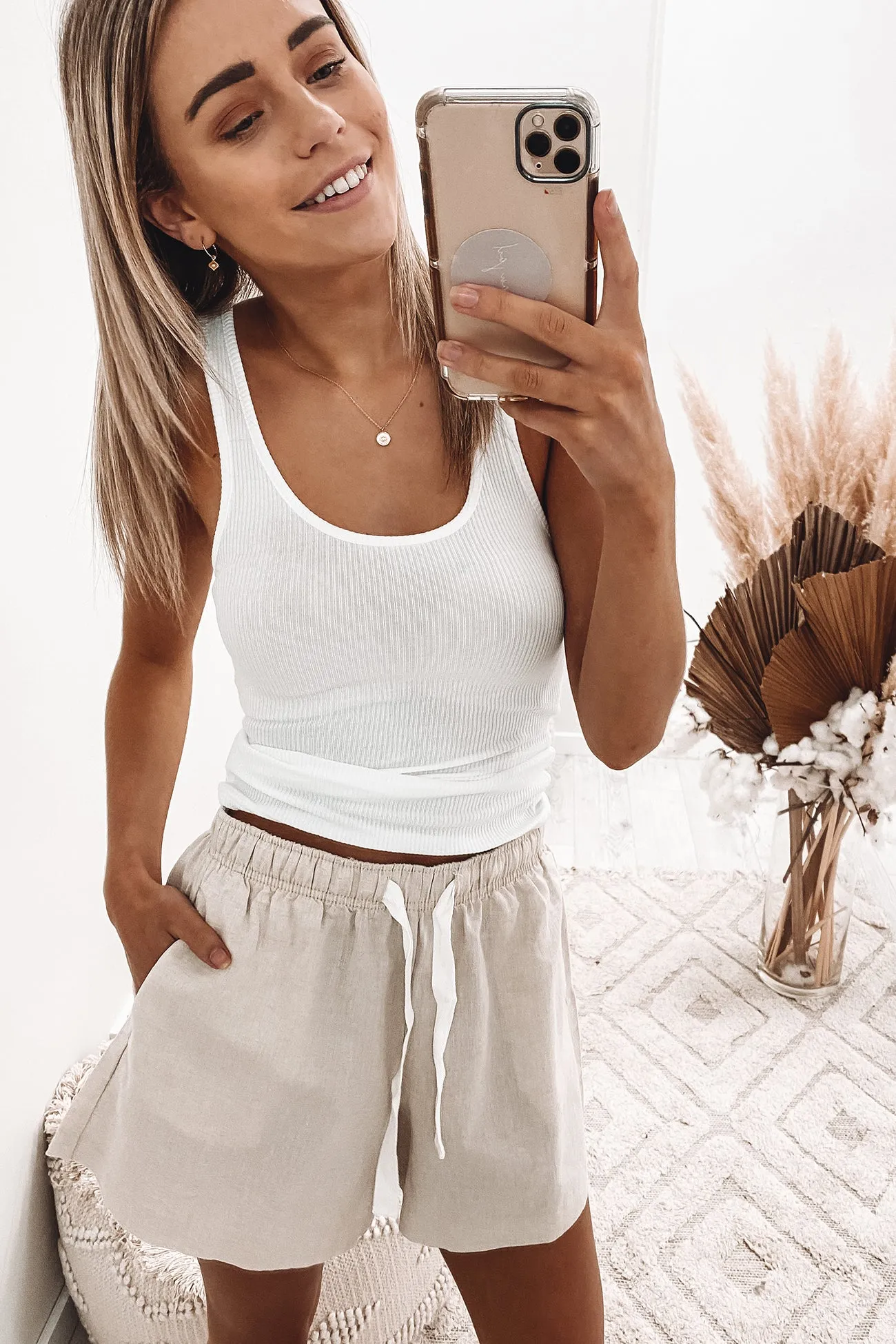 Maya Long Line Rib Tank White