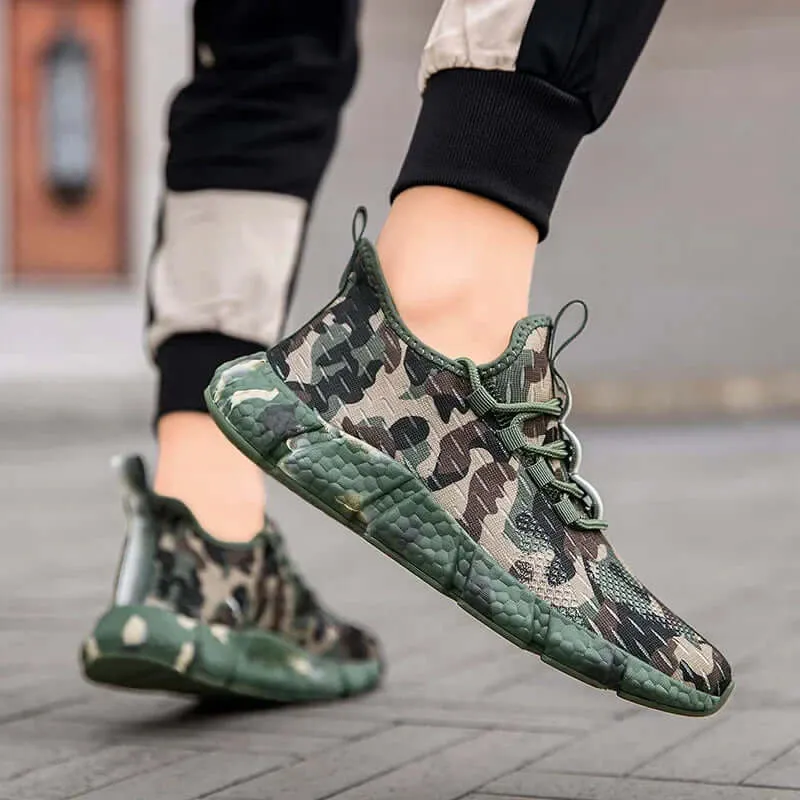 Men's Delta Camo Sneakers with Breathable Mesh and High-Traction Sole