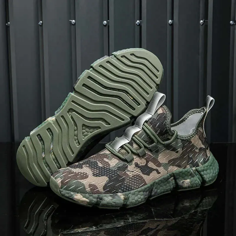 Men's Delta Camo Sneakers with Breathable Mesh and High-Traction Sole