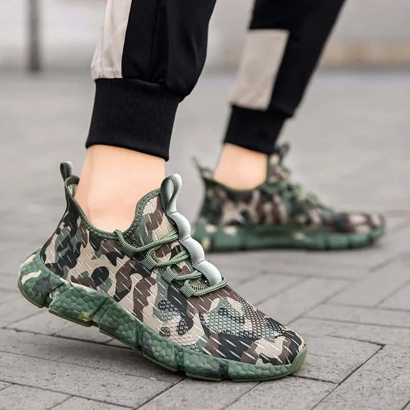 Men's Delta Camo Sneakers with Breathable Mesh and High-Traction Sole