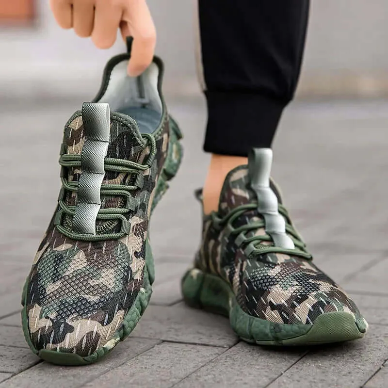 Men's Delta Camo Sneakers with Breathable Mesh and High-Traction Sole