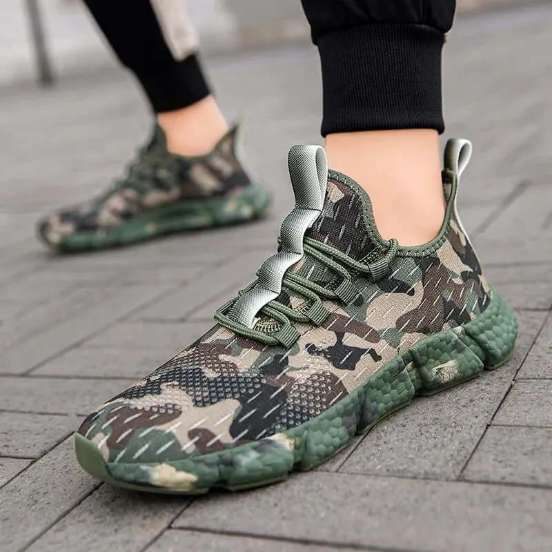 Men's Delta Camo Sneakers with Breathable Mesh and High-Traction Sole
