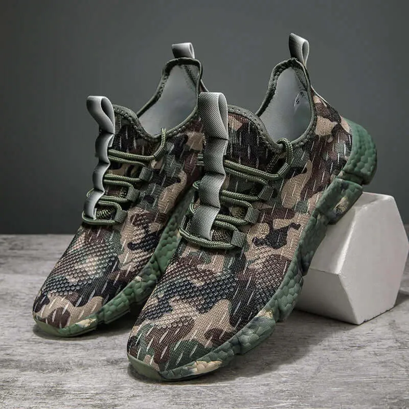 Men's Delta Camo Sneakers with Breathable Mesh and High-Traction Sole