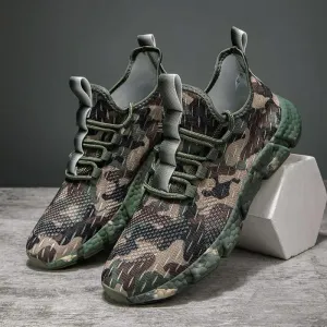 Men's Delta Camo Sneakers with Breathable Mesh and High-Traction Sole