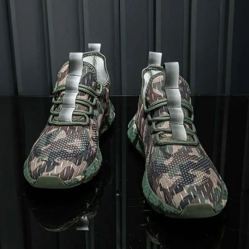Men's Delta Camo Sneakers with Breathable Mesh and High-Traction Sole