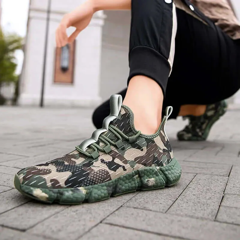 Men's Delta Camo Sneakers with Breathable Mesh and High-Traction Sole