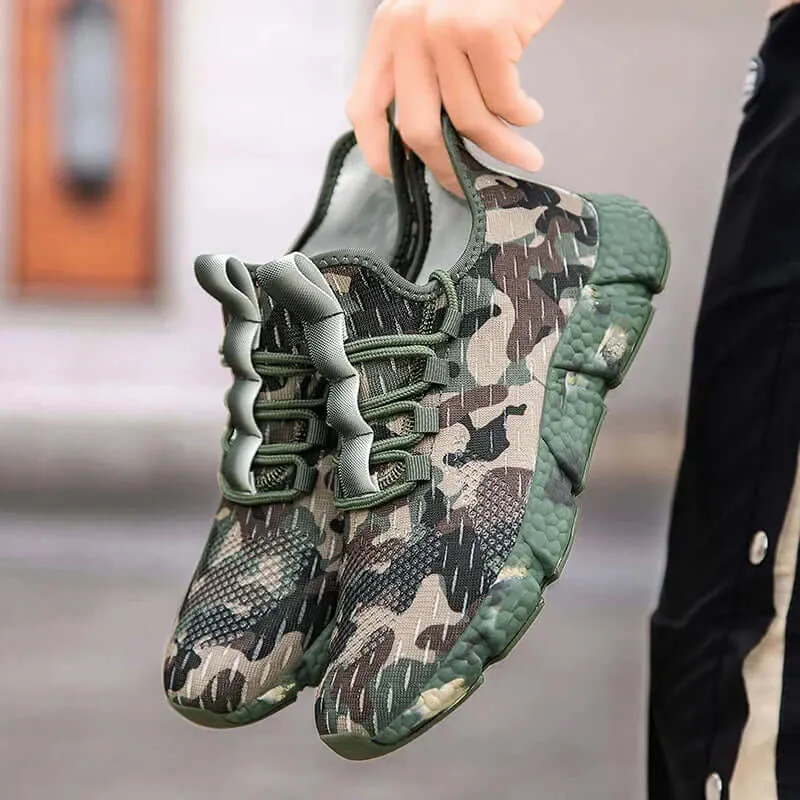 Men's Delta Camo Sneakers with Breathable Mesh and High-Traction Sole