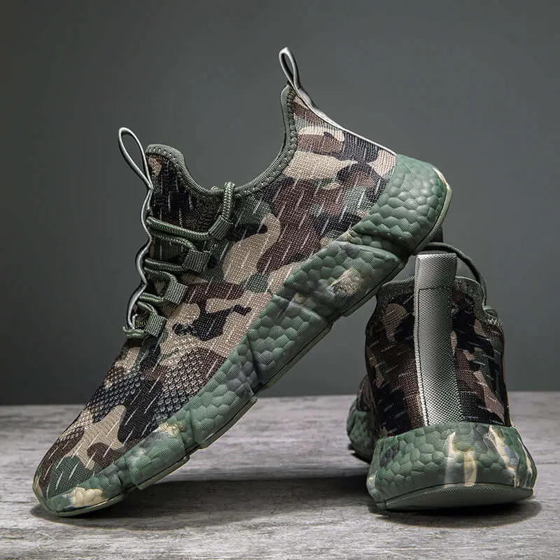 Men's Delta Camo Sneakers with Breathable Mesh and High-Traction Sole