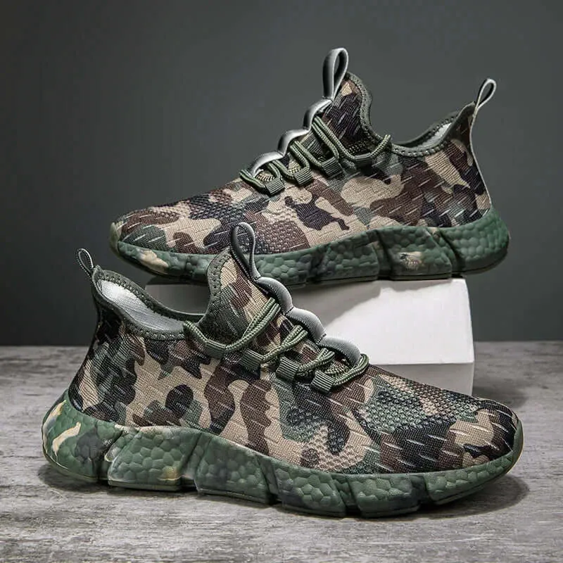 Men's Delta Camo Sneakers with Breathable Mesh and High-Traction Sole