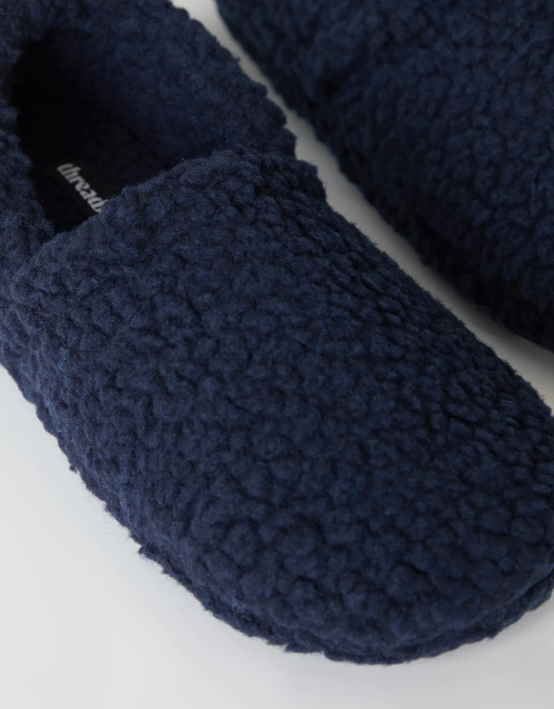 Men's Navy Cosy Borg Teddy Slippers