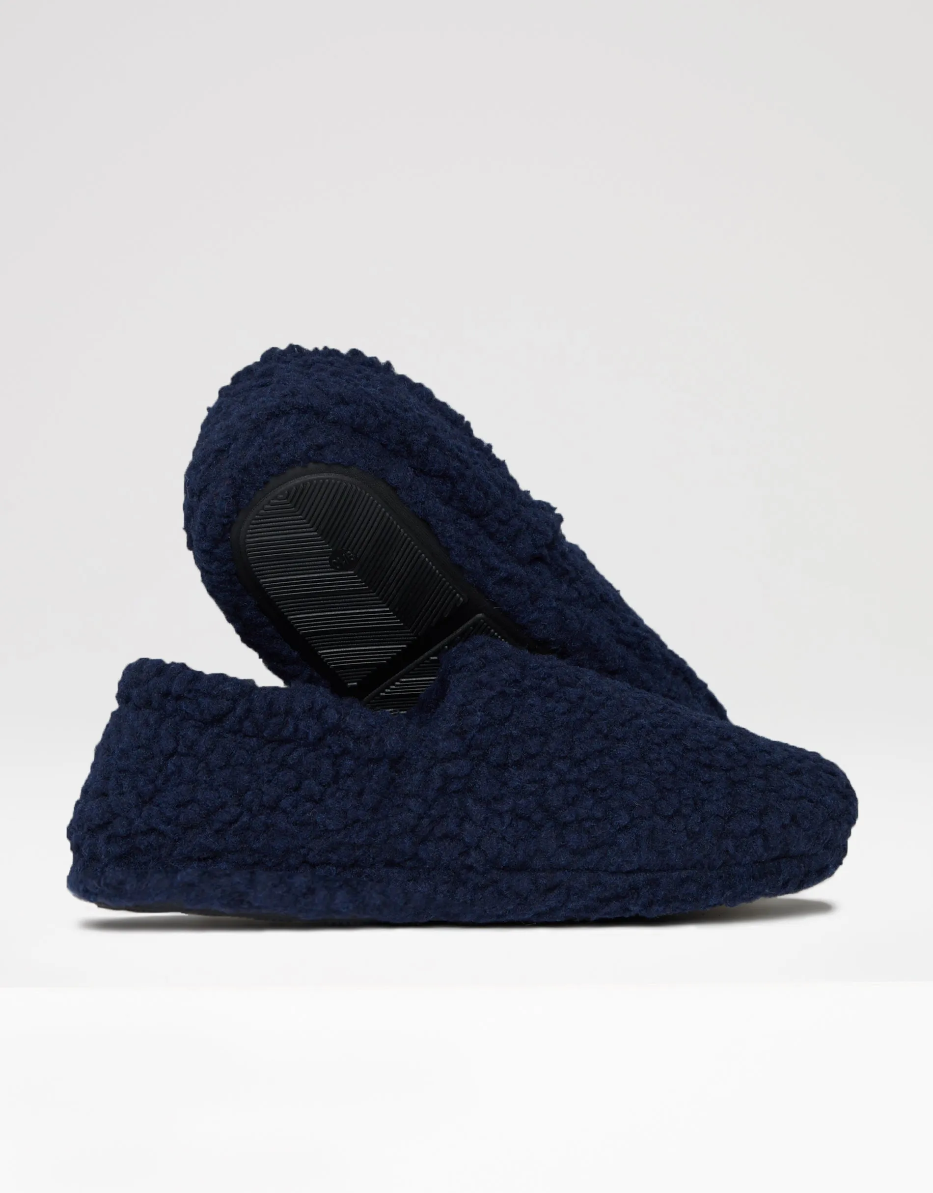 Men's Navy Cosy Borg Teddy Slippers
