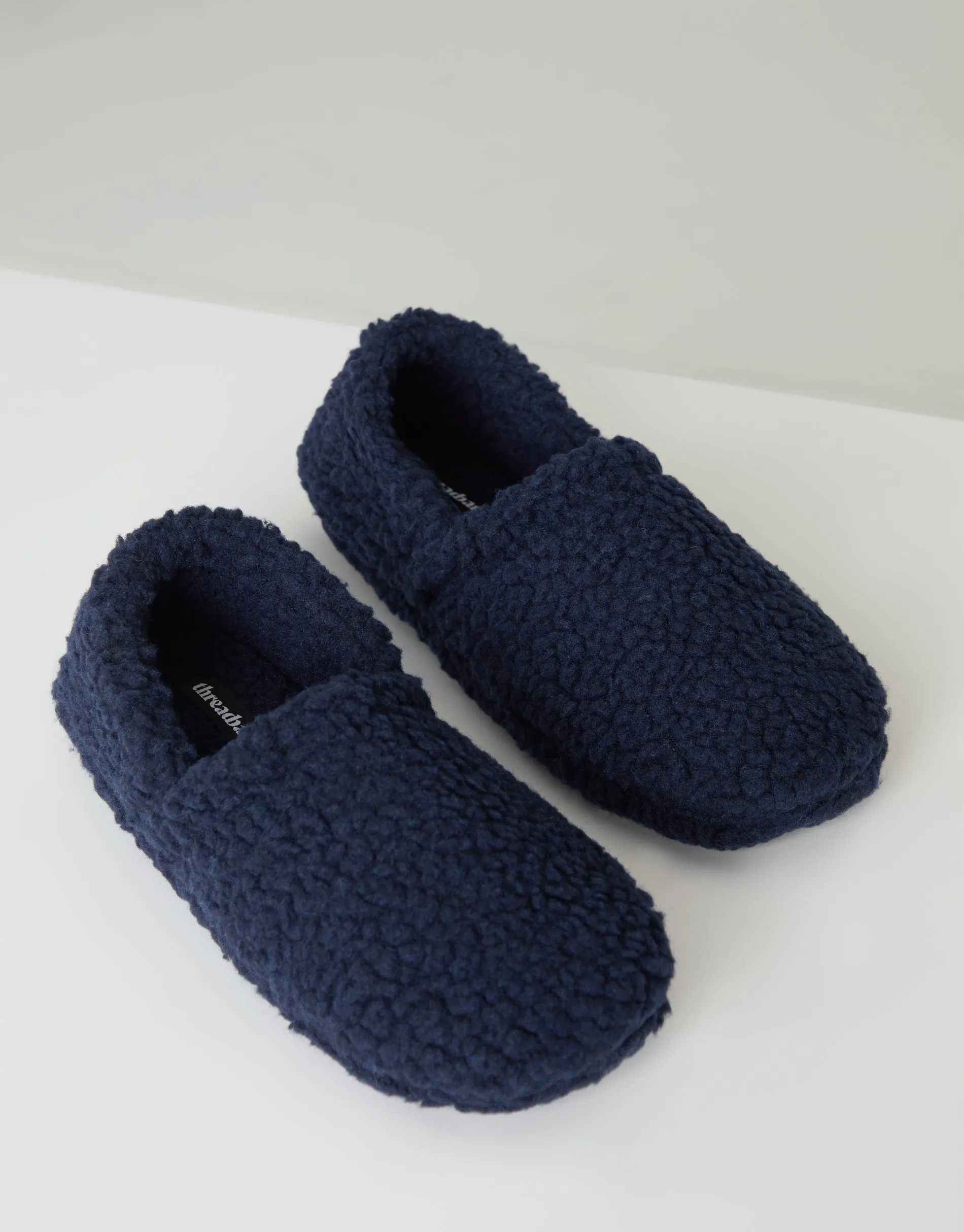 Men's Navy Cosy Borg Teddy Slippers