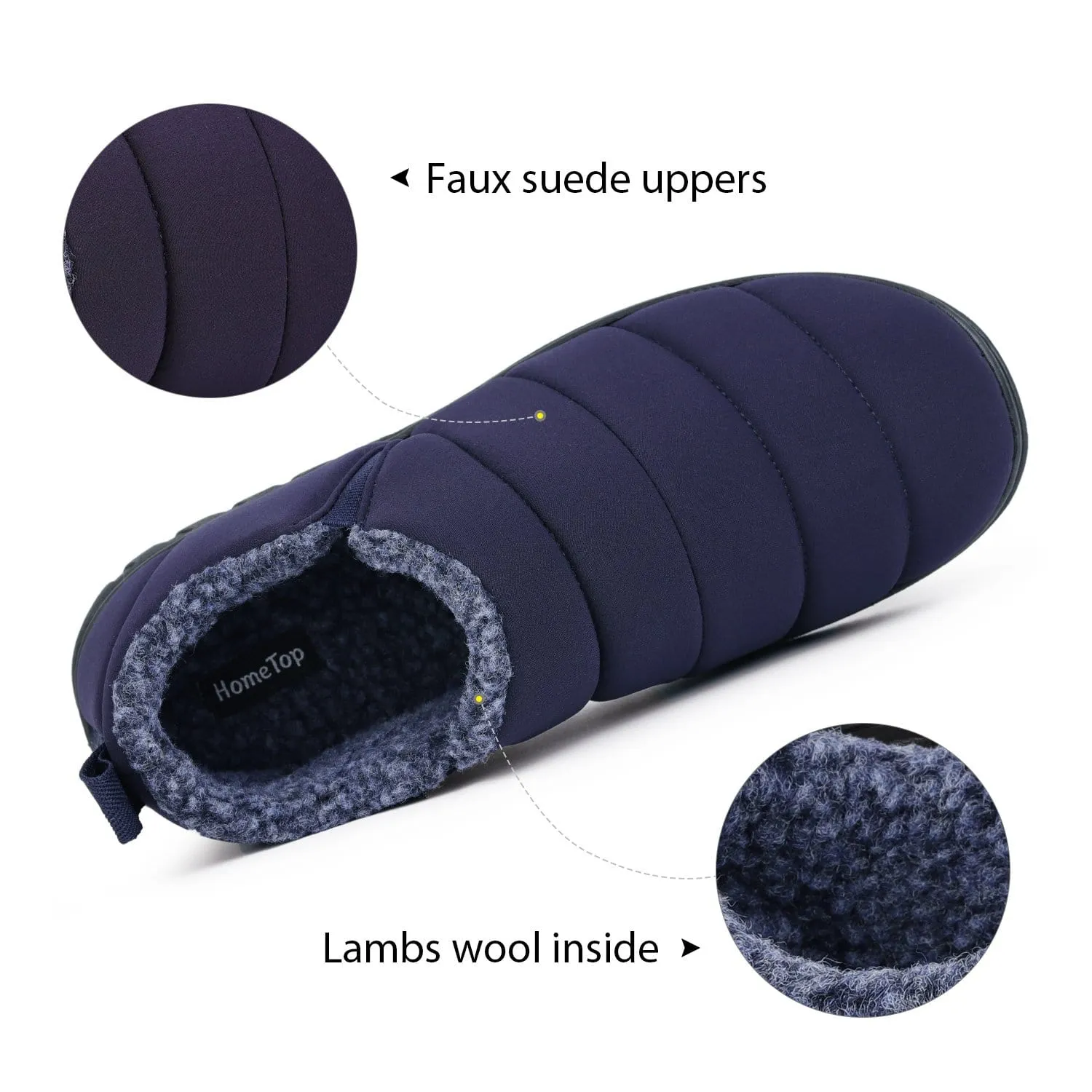Men's Warm Quilted Ankle Adjustable Slippers