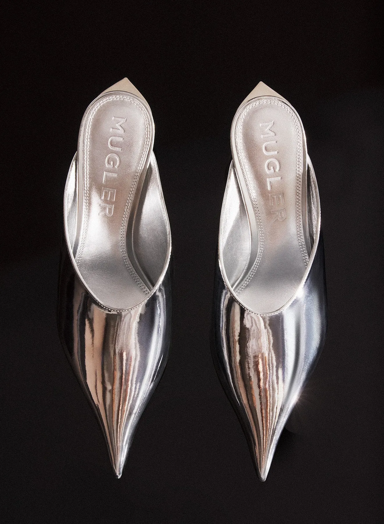 Metallic leather Fang 55 mules