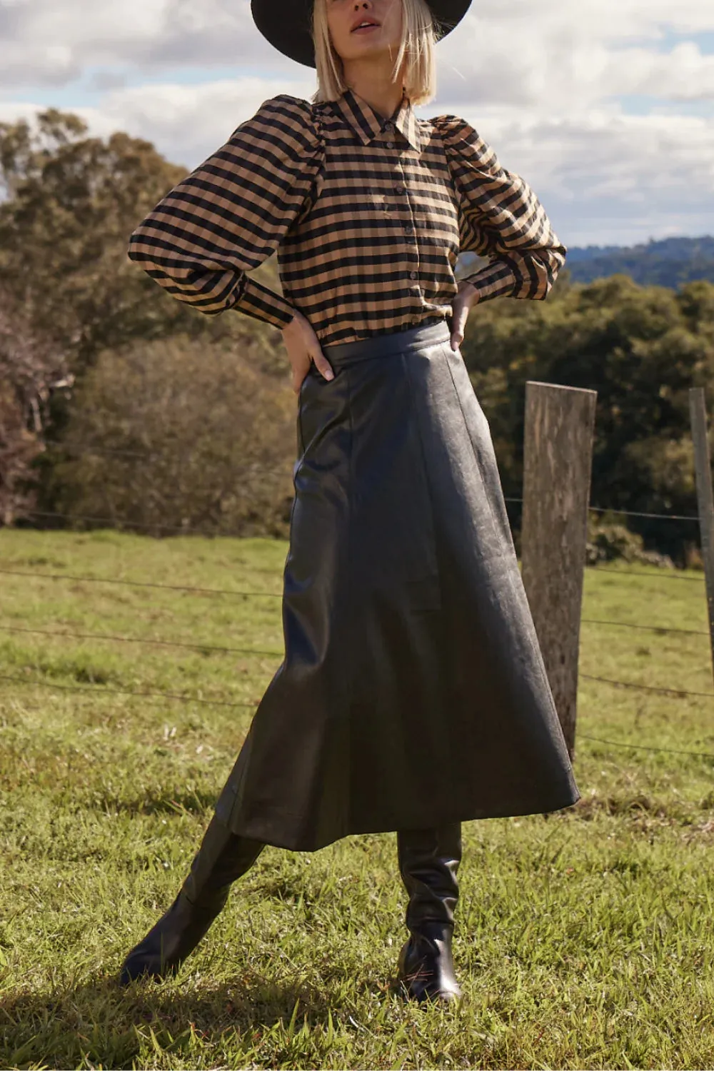 Mirage Top / Toffee Black Check