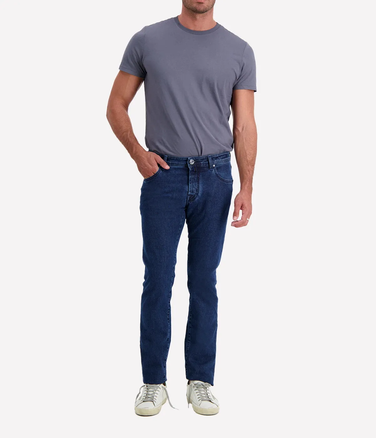 Nick 5 Pocket Slim Fit Jean in Washed Black & Navy