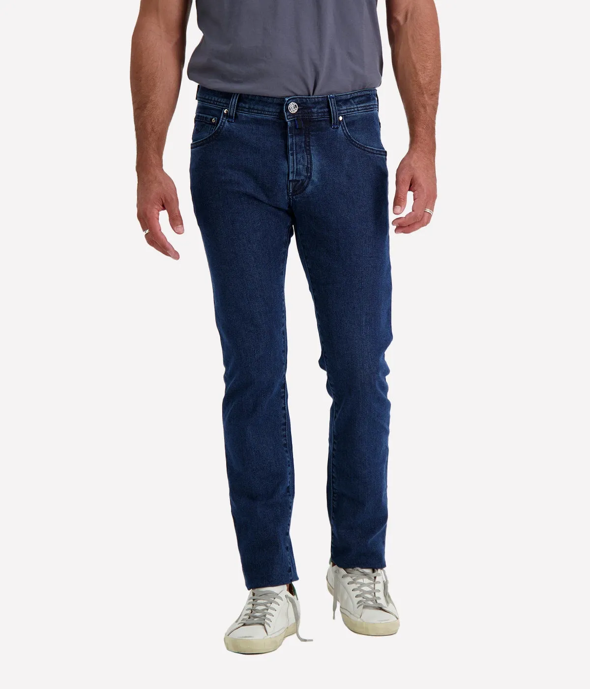 Nick 5 Pocket Slim Fit Jean in Washed Black & Navy