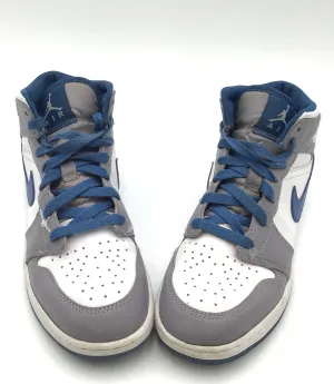 Nike Air Jordan 1 Boy's Mid GS 'Cement True Blue' Sneakers - Size 5.5y ( COA)