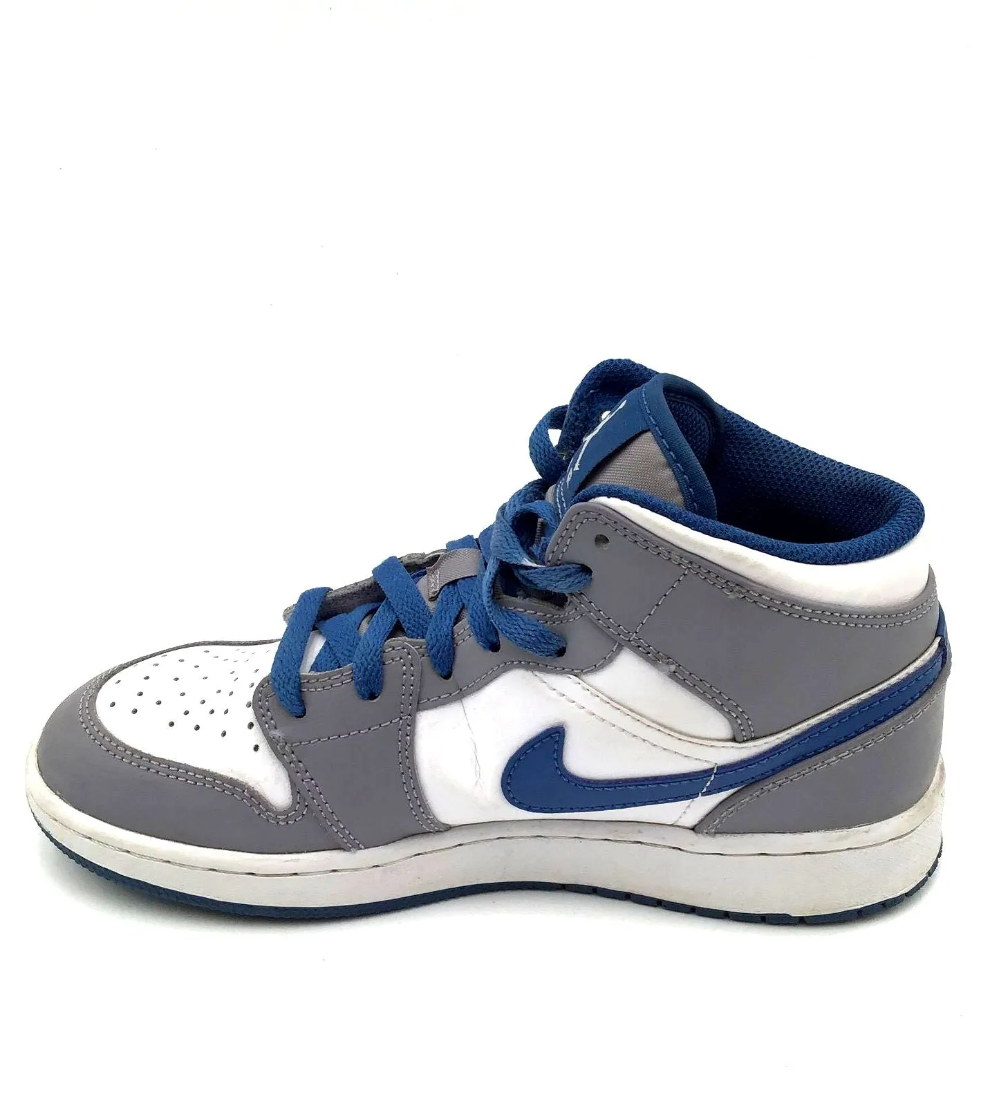Nike Air Jordan 1 Boy's Mid GS 'Cement True Blue' Sneakers - Size 5.5y ( COA)