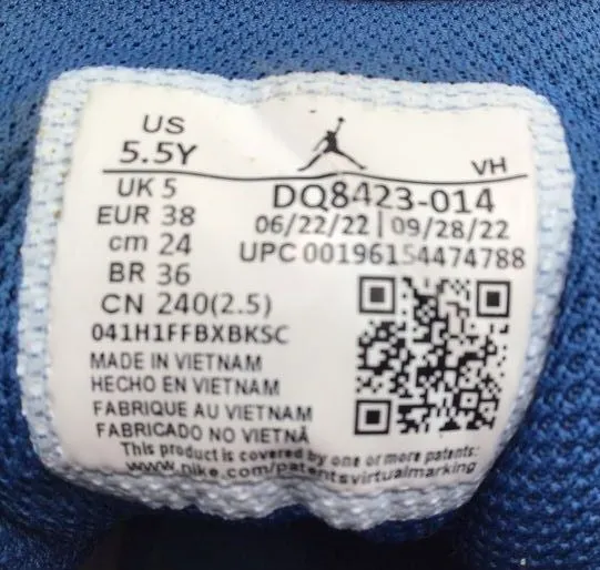 Nike Air Jordan 1 Boy's Mid GS 'Cement True Blue' Sneakers - Size 5.5y ( COA)