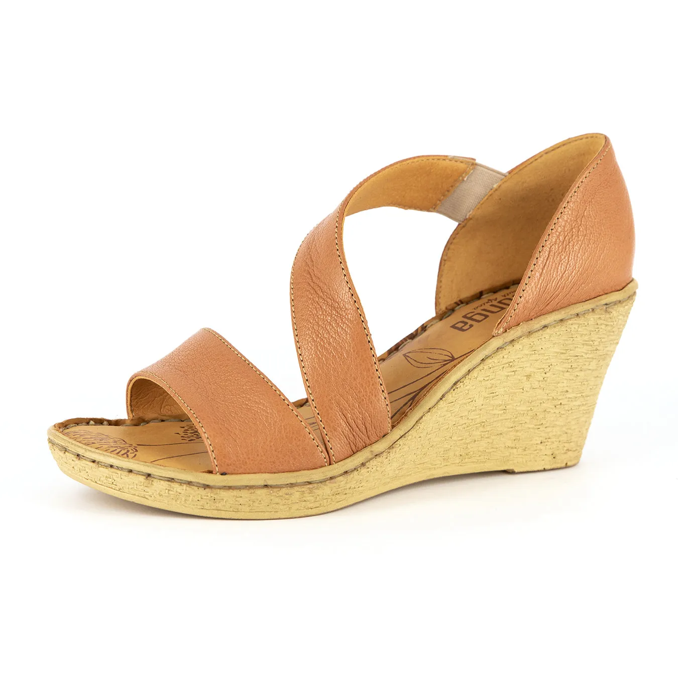 Nompempe : Ladies Leather High-Heel Sandal in Oak Cayak