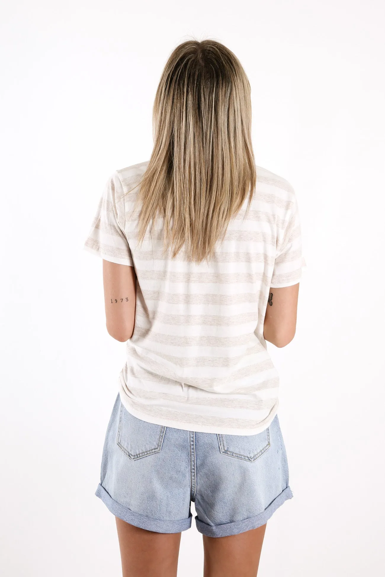 Nude Lucy Stripe Slogan Tee
