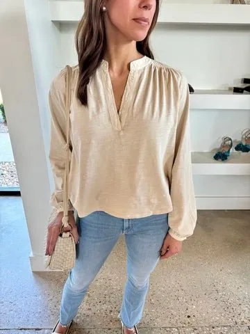 Parchment Maya V-Neck Top
