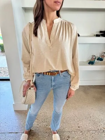 Parchment Maya V-Neck Top